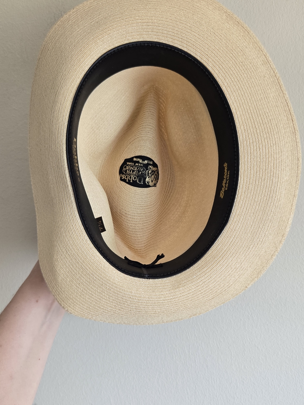 Vintage Dobbs Fifth Avenue Straw Fedora Paisley Band USA Hat 7 1/4 - Picture 6 of 9